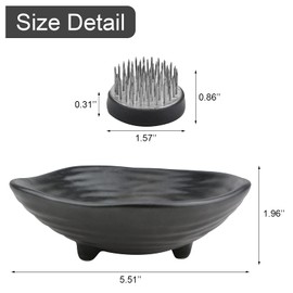 CRAFFANCY Flower Pot, Irregular Mini Ceramic Flower Pot with 1.8 Inch Frog and White Decorative Stone Beads, Black Flower Vase for Ikebana Flower Arrangements