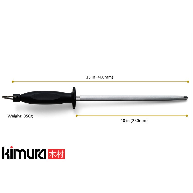 Kimura Professional Diamond Honing Steel, 10 inch Honing Rod, Diamond