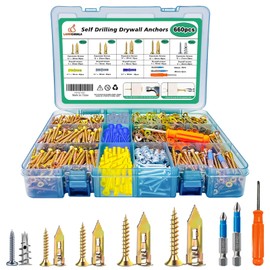 660PCS Self Drilling Drywall Anchors with Screws Kit,5-Sizes Metal Expansion Bolt for Dry Wall,330 PCS Sheetrock Anchors and 330 PCS Screws-No Drill Needed