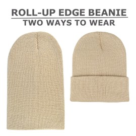 EINSKEY Cuffed Beanie Hat, 2-Pack Unisex Classic Slouch Knit Hat Stretchy Soft Thick Warm Winter Daily Skull Cap Watch Cap