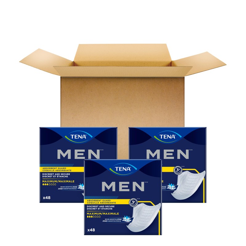TENA Incontinence Guards for Men, Maximum Absorbency, Solid Pattern, 144