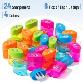 Mr. Pen- Pencil Sharpeners Manual, 24 Pack, Dual Hole, Colorful Pencil Sharpeners Handheld Pencil Sharpener, Colored Pencil Sharpener for Kids, Small Pencil Sharpener, Manual Pencil Sharpeners