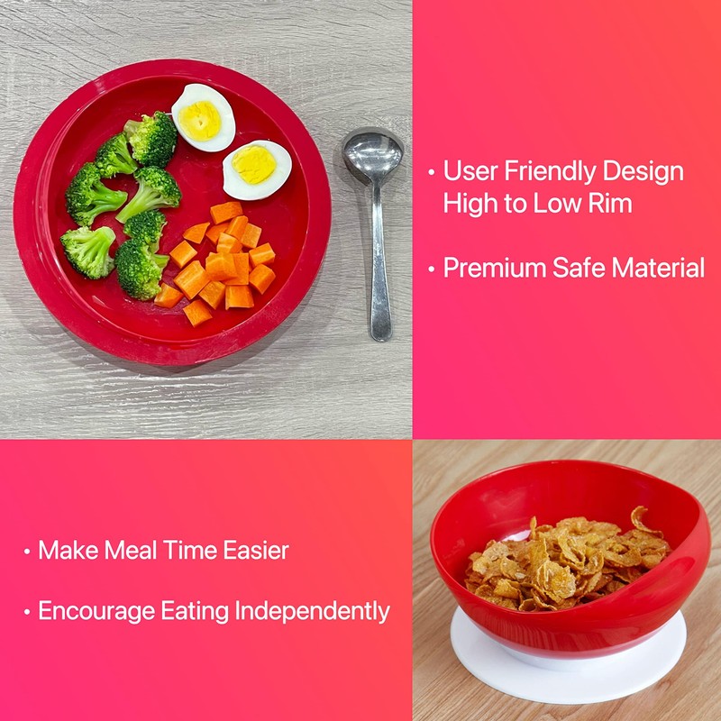 Pekokavo Spill Proof Scoop Bowl and Plate with Non-Skid Suction