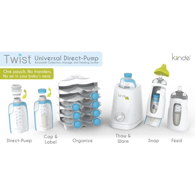 Kiinde Twist Pouch 2-Piece Baby Bottle Nipple Brush Set for