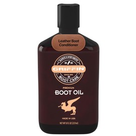Griffin Boot Care Boot Oil, 8 Oz – Revitalizes Various Types of Leather-Based Gear – Deep Nourishing Formula, Versatile Usage, Grease-Free Solution - Top-Grade Leather Conditioner for Boots and More
