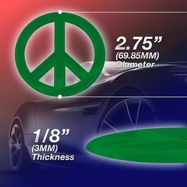 Classic Green Peace Sign Logo - Acrylic Car Emblem by Revolution Car Badges - Antiwar Peace and Love Symbol - Premium Alternative to Bumper Stickers, Decals, and Magnets (Green Acrylic)
