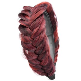 BOBIYA Wide Braided Headband with Teeth Braided Headband with Teeth for Women Braided Hair Headband with Teeth (Burgundy)