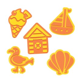 Baker Ross FE306 Beach Craft Foam Stamps, 10 Pieces Craft Stamps, Stamp Sets for Kids, Ideal for Kids Arts and Crafts Projects