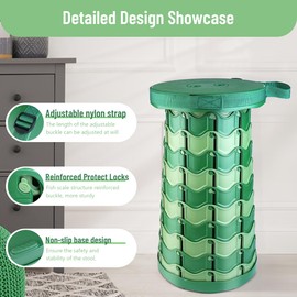 Outward Gear 2024 Collapsible Stool Portable Foldable Upgraded Sturdy Retractable Folding Stool for Camping Hiking Travel Fishing Small Round Camouflage