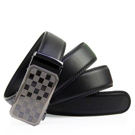 Glamexx24 Men's Belt, Automatic Business Leather Belt, Men's Clothing Belt, Ratchet Suit, Leather Belt, Denim Belt for Men, Buckle Model 29 + Black