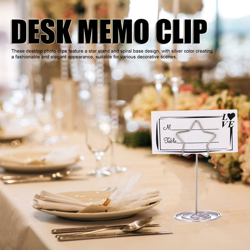 20PCS Desk Memo Clips Table Number Holder Star Shape Metal