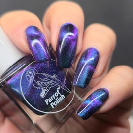 Parrot Polish Panther Cat Magnetic Multichrome Nail Lacquer, Purple Black Blue, 0.5 Fl Oz