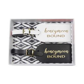 Honeymoon Bound Luggage Tags/Mr and Mrs Luggage Tags, Mr and Mrs Gifts (Black/White)
