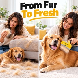 Pet Grooming Brush for Dogs & Cats – Deshedding Hair Removal Comb with Massage Function