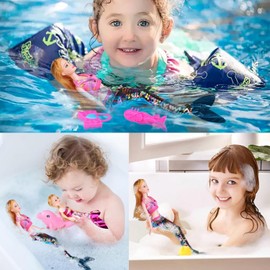 Baljinder Mermaid Dolls with Little Mermaid | Summer Mermaid Dive Bath Toys with Color Change Dolphin & Seahorse | Colorful Mermaid Pool Games for Girls 4-7 | Birthday Party Christmas
