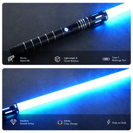 XRGB 3.0 Motion Control Dueling Light Saber, 16 Sound Fonts Smooth Swing Light Saber for Adults, Infinite Color Change, Aluminum Hilt, APP Control