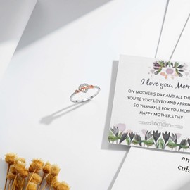 SOLOLIKE Mother's Day Ring from Daughter: 925 Sterling Silver I Love Mom Rings for Women - Mothers day Birthday Jewelry Gifts for Mother Grandmother, 7, Silver, Cubic Zirconia