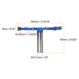 HARFINGTON T Slot Cutter Rabbet Router Bit 1/2" Shank 3-15/16" (100mm) x 5/16" (8mm) 6 Wing Carbide Slotting Cutter Rabbeting Slab Flattening Router Bits for Wood