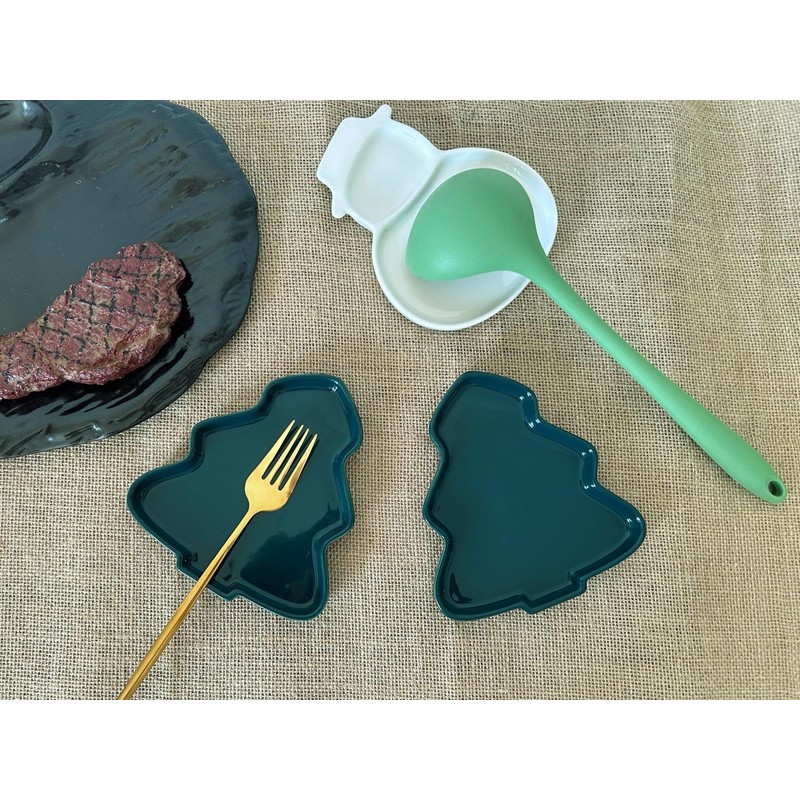 Cute Ceramic Spoon Rest & Holder for Stove Top, Christmas