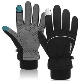 Santic Winter Thermal Cycling Gloves for Men Women Fleece Liner Full Finger Touch Screen Soft Grip Hand Glove for Workout Running Biking