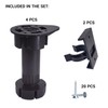 Diforma 4 Pcs Black Plastic Height Adjustable Furniture Legs with