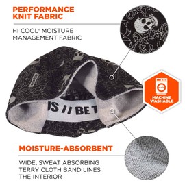 Ergodyne Chill Its 6630 Skull Cap, Lined with Terry Cloth Sweatband, Sweat Wicking, Skulls