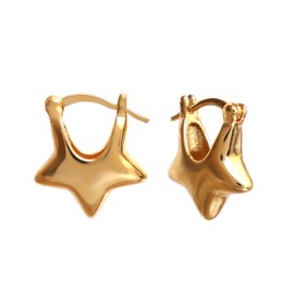 Gempires Trendy Star Hoop Earrings, Chunky Gold Hoops, Minimal and Elegant, 14k Gold Plated Earrings for Women, Everyday Wear, Gift for Her (Style 1)