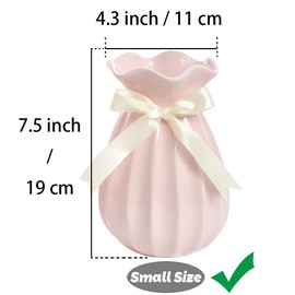 Vase Rosa 19 cm Hoch, Blumenvasen Modern aus Keramik für Tischdeko Innenbereich, Deko Vasen für Pampasgras
