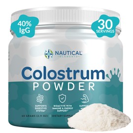 Colostrum Powder 60g, 40% IgG, 30 Servings | First 4-6 Hour Milking, Grass-Fed, Pasture Raised, Unflavored Bovine Colostrum Supplement from Midwest USA Farm | Calostro Bovino para Adultos