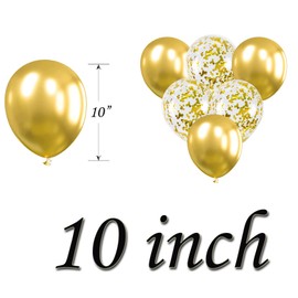 10 inch Balloons Metallic Gold and Gold Confetti Balloons Colorful Party Balloons For Birthday Wedding Baby Shower Party Decoration Supplies 50 Pieces