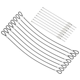 PATIKIL 1.6Ft Safety Cable Lock, 8 Pack Stainless Steel 2mm Dia Security Wire Rope with Double Loop Screwed Wire Cable for Stage Lighting Luggage Lock Black