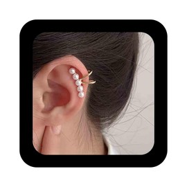 IRCOMULTI Minimalist Pearl Ear Cuff Earring Pearl Non Pierced Cuff Earring Small Pearl Cartilage Cuff Earring Gold Pearl Climber Earring Jewelry for Women