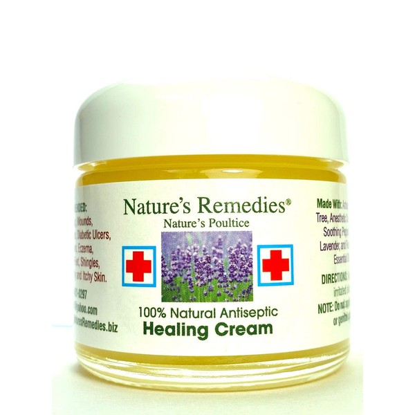 "100% Natural Antiseptic Healing Cream" Heals and Soothes Infected Skin, Bed Sores, Pressure Sores, Wounds, Painful Ulcers, Itching, Scrapes, Rashes, Cuts, Burns, Poison Ivy, Eczema, Psoriasis 2 oz.