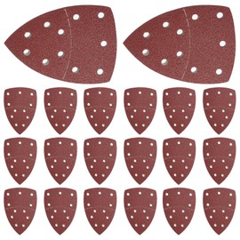 Mouse Sander Pads 20 Pieces, 11 Holes Sanding Pads, Triangle Sanding Pads, Sandpaper for Electric Sander, Detail Palm Sander Pads, 40 Grits Sanding Sheets, Sander Sheets for Furniture, Metal, Wall
