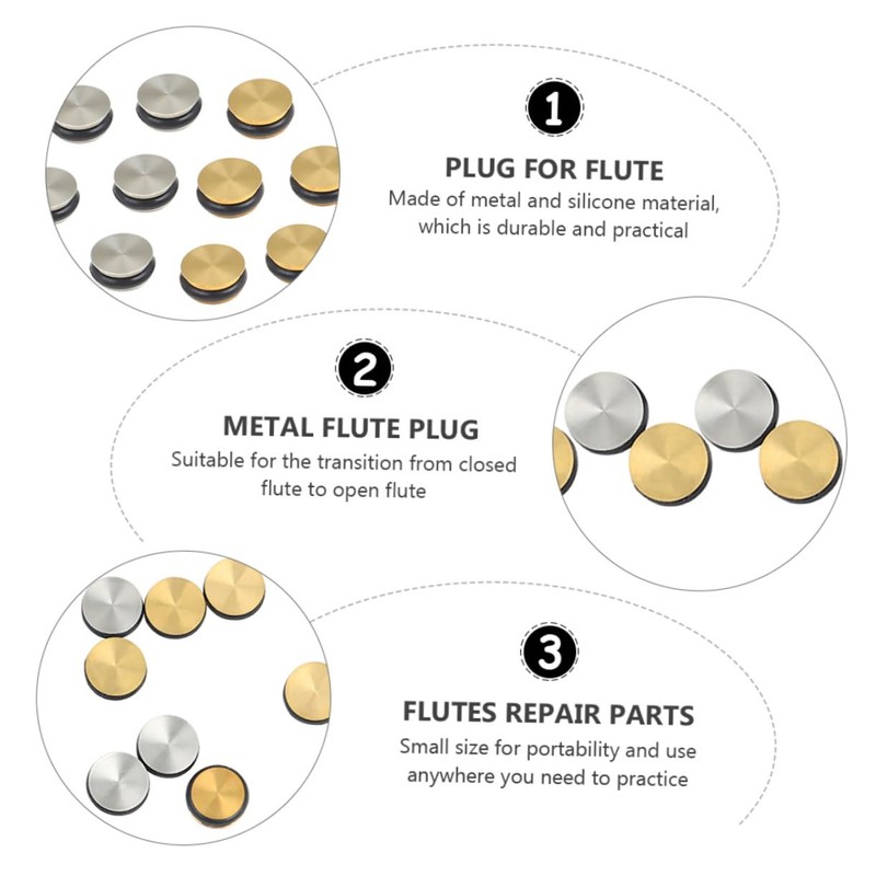 Levemolo 10pcs Flute Open Hole Key Plugs for Musicians Portable