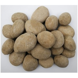 hm Hmleaf 24 PCS Ceramic Pebbles for Fire Pits or Fireplaces or Stoves in Khaki