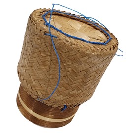 Heavens Tvcz Handwoven Bamboo Sticky Rice Box 3.4" | Thai Traditional Rice Basket with Lid | Eco Food Container – Perfect for Asian Food Serving & Home Deco