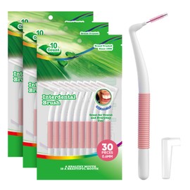 Annauiy Interdentalbürsten Klein, 30 Stück, Zahnzwischenraumbürsten mit 90 ° Winkelgriff L-Förmige, Für 0.6MM Zahnreinigung Zwischenräume,Menschen mit Enge Lücken