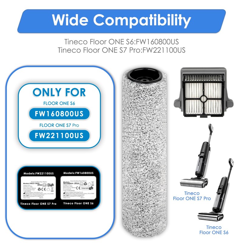 【Version 2, Detachable】(2 Pack) S7 Pro Brush Rollers and HEPA