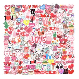 100 PCS Love Stickers for Water Bottles, Romantic Vinyl Heart Stickers Pack, Waterproof & Reusable Valentine Stickers for Laptop, Wedding Decor, Classroom Rewards, Party Favors and Mother’s Day Gift