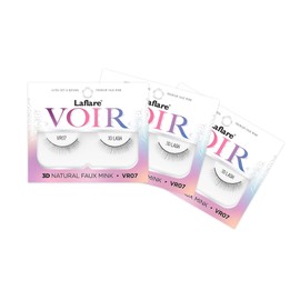 Laflare 3D Nature Faux Mink VOIR Eyelashes, Ultra Soft, Light, Wispy, Knitted, Natural Looking, Reusable, Professional Easy to Apply Eyelashes - 3 PACKS BUNDLE SPECIAL (VR07x3)