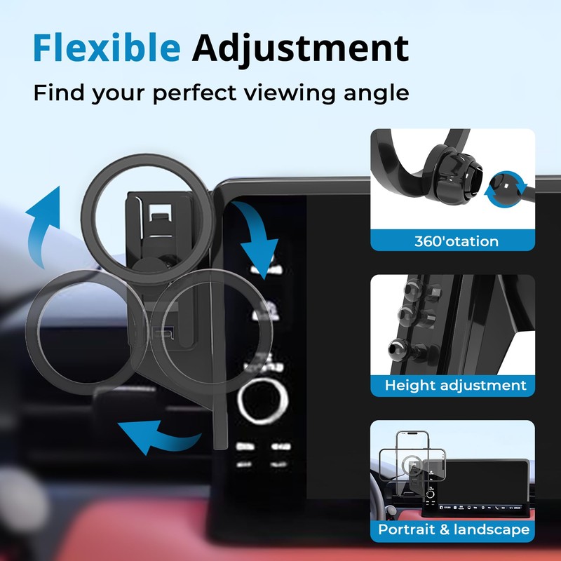Takeyman Magnetic Phone Holder for Honda Pilot 2023-2025, 7/9-Inch Screens