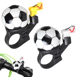 Bicycle Bell, 2 Pack Clear Sound Bicycle Horns Funny Bicycle Bell Mountain Bike Bell Football Design Bell for Boys and Girls Bicycle Handlebar (Yellow+White)