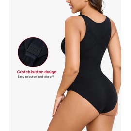 Junlan Shapewear Bodysuit for Women Tummy Control Full Body Shaper Tank Tops Seamless Shaping Leotard (Black,XL)