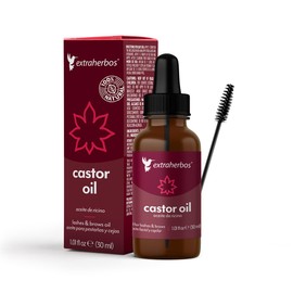 Extraherbos Aceite de Ricino Puro, orgánico 100% Natural | Prensado en Frío - Estimula el Crecimiento de Pestañas, Cejas y Barba - Tratamiento Capilar Anti Frizz y Caída - Para Cejas Pobladas y Cabello Saludable - Sin Hexano