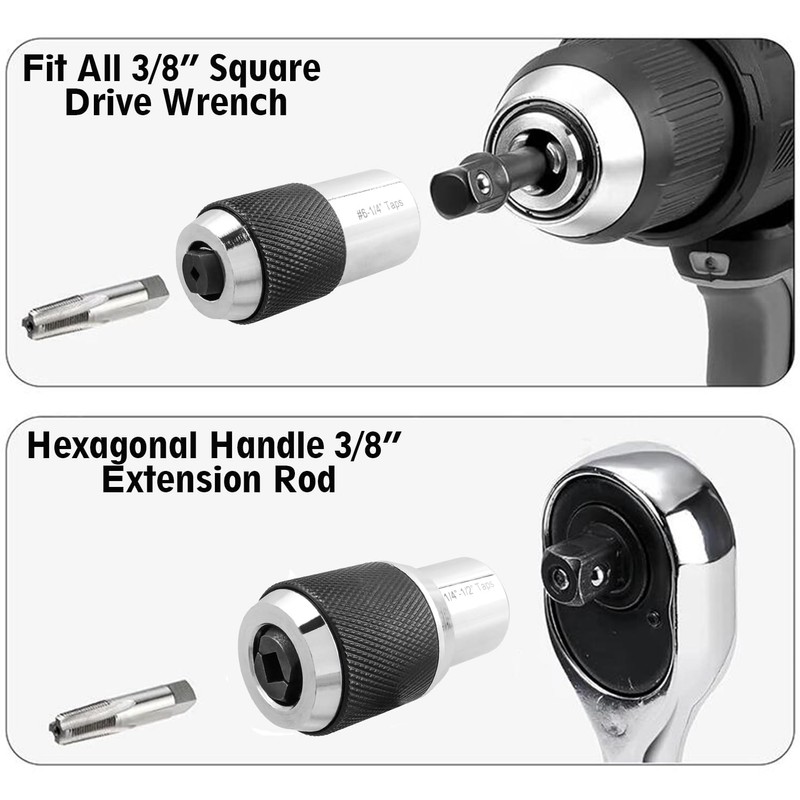Bestgle 2Pcs Screw Tap Socket Set, 3/8" Square Drive Extraction
