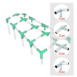 Canopy Fittings Kit 1-3/8" Low Peak Frame Carport Connectors – Full Set for 10 Legs, Heavy-Duty Galvanized Steel, Rust-Proof Finish