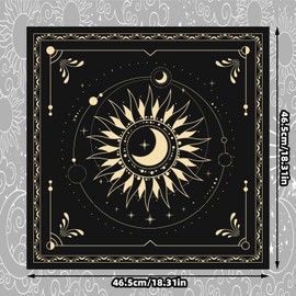 BOXOB Altar Cloth, 18.31x18.31in Delicate Square Sun Moon Alter Cloths Witchcraft Spiritual Tarot Mat Tablecloth Divination Tools and Accessories Perfect Divination Ritual Supplies