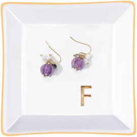 Titanape Ceramic Trinket Dish, Decorative Jewelry Trinket Tray for Rings Earrings Necklaces Bracelet Watch Keys, Birthday Mother's Day for Women, White(F)