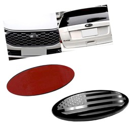 SANRILY 6.9 Inch Black Oval American Flag Emblem for Ford F150 F250 F350 6.9" x 2.8" Decal Badge Nameplate for Ford 1999-2004 Car Emblem Replacement Cover